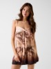 Tie-front printed top
