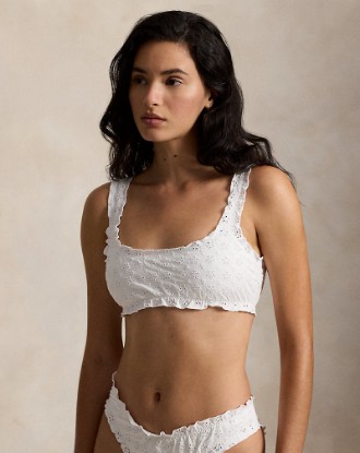 White Eyelet Ruffled Bikini Top Polo Ralph Lauren 1