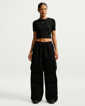 Nike Sportswear Women's Mid-Rise Oversized Woven Cargo Pants - Black/Sail