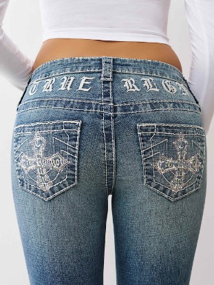 JOEY MID RISE BIG T CROSS FLARE JEAN