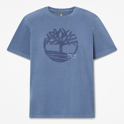 Mens Garment Dyed Logo Graphic TShirt TBL Dark Blue HERO