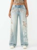 BOBBI MID RISE LEOPARD FLAP BAGGY JEAN