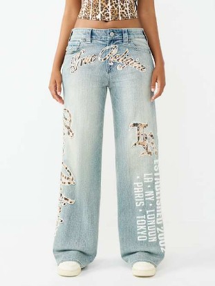 BOBBI MID RISE LEOPARD FLAP BAGGY JEAN