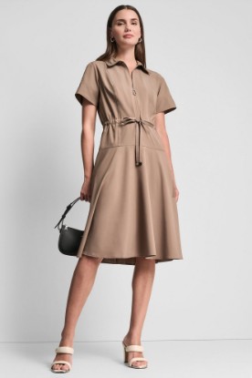 FIT & FLARE MIDI SHIRT DRESS VIEW 1 | MIDI DRESSES