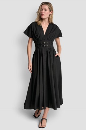 SMOCKED MIDI DRESS WITH BUCKLE VIEW 1 | MIDI DRESSES