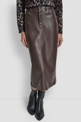 FAUX LEATHER MIDI COLUMN SKIRT VIEW 1 | Skirts