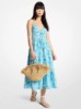 Floral Print Cotton Poplin Midi Dress in MILOS BLUE | Michael Kors