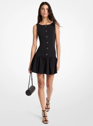 Double-Knit Crepe Drop-Waist Dress in BLACK | Michael Kors