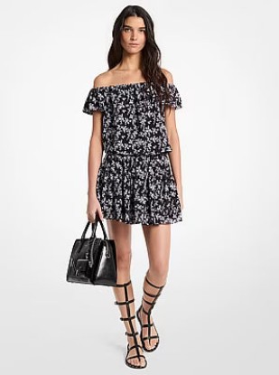 Picture of Floral Print Georgette Off-The-Shoulder Dress