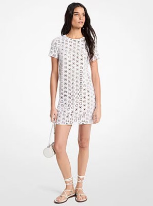Picture of Mirror Embellished Floral Crochet Dress