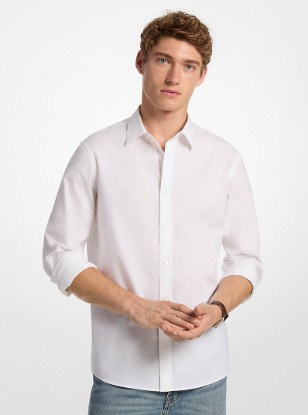 Stretch Cotton Shirt in WHITE | Michael Kors