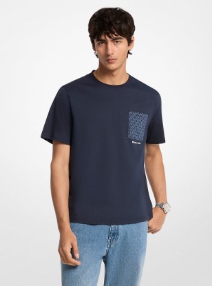 Signature Logo Pocket Cotton T-shirt in MIDNIGHT | Michael Kors