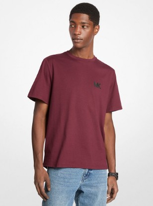 Logo Appliqué Cotton T-Shirt in OXBLOOD | Michael Kors