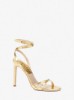 Chrissy Metallic Python Embossed Leather Sandal in GOLD | Michael Kors