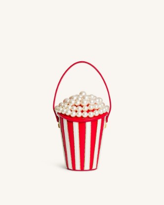 Picture of Skylar Faux Pearl Embellished Bucket Bag - Red