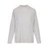BOYFRIEND LONG SLEEVE T-SHIRT | LIGHT HEATHER GREY ON A MODEL FRONT VIEW