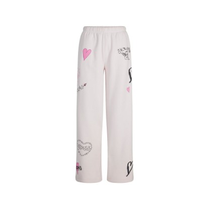 COTTON FLEECE CLASSIC STRAIGHT LEG PANT | BARELY PINK ANGEL SKETCH ON A MODEL FRONT VIEW
