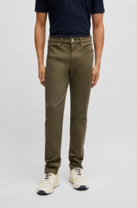 Picture of Porsche x BOSS tapered-fit jeans in performance-stretch denim Dark Green
