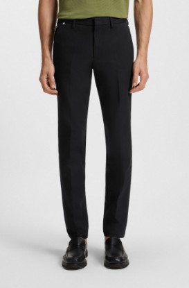 Picture of Slim-fit trousers in stretch cotton Black