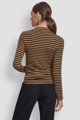 Picture of SIDE RUCHED HIGH NECK LONG SLEEVE TOP WITH RHINESTONE