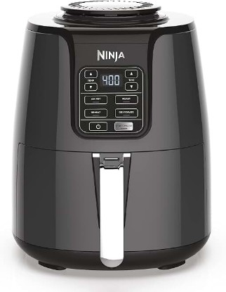 Picture of Ninja Air Fryer, 4 Qt Capacity, 4-in-1 Crisp, Roast, Reheat, and Dehydrate, Dishwasher Safe Parts, 105°F-400°F, 1550 Watt, Grey, AF101 | Crisps, roasts, reheats, dehydrates, 1550W, High-gloss finish, Fits 2 lbs fries, Dishwasher-safe