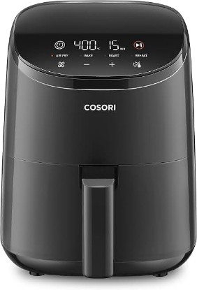 Picture of Cosori Lite 2.1 Qt Small Air Fryer, Max 400°F, 4-in-1, 97% less oil, Gray | Ideal for dorms, apartment, RVs, Quiet, Touch control, Air Fry, Bake, Roast, Reheat, Nonstick inner, Dishwasher-Safe Basket