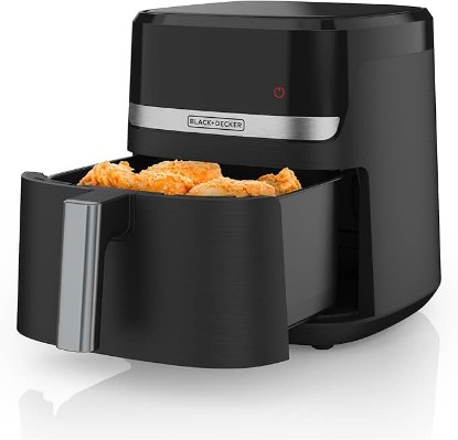 Picture of BLACK+DECKER Purify 4QT Digital Air Fryer | 4QT air fryer with 9 presets, digital touchscreen, shake reminder and dishwasher-safe basket.