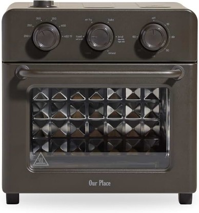 Picture of Our Place Wonder Oven | 6-in-1 Stainless Steel Air Fryer Toaster Oven Combo with Basket, Rack, Pan & Tray | Compact 13 QT Countertop Capacity - Toast, Roast, Bake, Reheat, Broil & Steam | Char