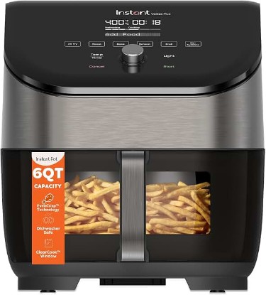 Picture of Instant Pot Vortex Plus 6QT Air Fryer with Odor Erase Technology,6-in-1 Functions that Crisps,Roasts, Broils,Dehydrates, Bakes & Reheats, 100+In-App Recipes, from the Makers of Instant Pot,1700W,Black