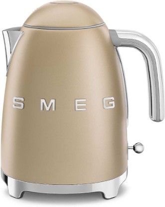 Picture of Smeg KLF03 Electric Kettle 1.7L (7 Cup), Retro Hot Water Boiler for Tea & Coffee, Fast Boiling, Auto Shut-Off, Soft Open Lid, 360° Swivel Base Countertop Kettle – Matte Champagne