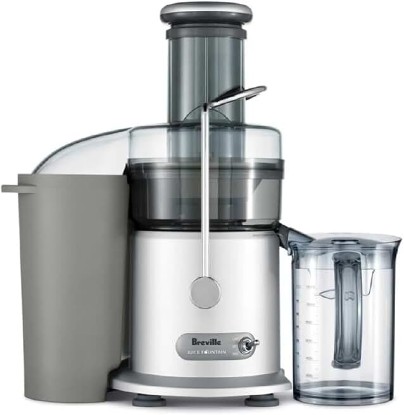 Picture of Breville JE98XL Juice Fountain Plus, Silver | Juice whole fruits and vegetables with dual-speed centrifugal juicer with a 850W motor and 3-inch wide chute