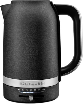 Picture of KitchenAid 1.7L Electric Kettle, Temp Control KEK1701, Cast Iron Black | Automatic Shut Off After Boiling, Variable Temperature Control, Removable and Washable LimeScale Filter