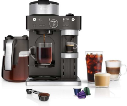 Picture of Ninja Espresso & Coffee Maker, Nespresso Capsule Compatible, Black, CFN601 | Barista System, 3 Espresso Brew Styles, Single-Serve Coffee, Built-in Frother, Espresso, Cappuccino & Latte Maker