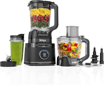 Picture of Ninja Kitchen System, BlendSense Tech, 72 oz, 1800PW, Black, TB401 | BlendSense Tech for smoothies, cookie dough, salsa & more. 8-cup processor bowl, 24-oz cup, 1800 peak watts.