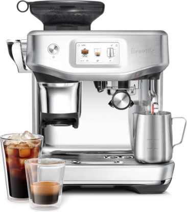 Picture of Breville BES881BSS Barista Touch Impress, Brushed Stainless Steel | Enjoy cold extraction functionality for cold brew beverages with this semi-automatic espresso machine with built-in grinder