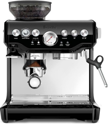 Picture of Breville BES870BSXL Barista Express Espresso Machine, Black Sesame | Craft café-quality espresso shots, lattes and cappuccinos at home with this manual coffee maker with built-in grinder