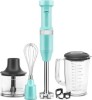 Picture of KitchenAid Variable Speed Corded Hand Blender with Attachments, KHBV83 | Includes Blending Pitcher, Whisk, And Chopper Attachments, Removable 8" Blending Arm, Variable Speed Trigger, Aqua Sky