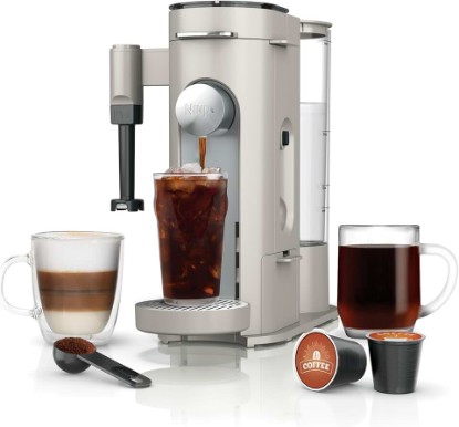 Picture of Ninja Pod and Grounds Coffee Maker, K-Cup Compatible, Stone, PB051ST | Brews, Compact Design, Built-in Milk Frother, 56 Ounces Reservoir, 6 Ounces Cup to 24 Ounces Mug Sizes