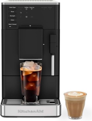 Picture of KitchenAid Fully Automatic Espresso Machine KF2 With Iced Coffee, KES8452 | 6 Hot and Iced Coffee Options, Built-In Grinder, Integrated Steam Wand for Milk Frothing, Black Matte