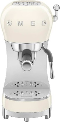 Picture of Smeg ECF02 Italian Espresso Machine – Manual 15-Bar Coffee Maker, Made in Italy – Retro Design with Steam Wand (Cream)