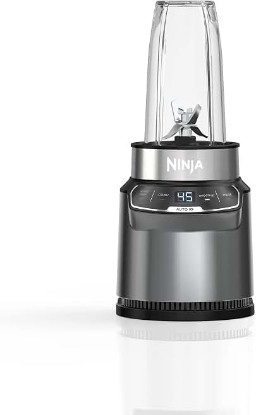 Picture of Ninja BN400 Nutri Pro Compact Personal Blender, Auto-iQ Technology, 1000-Watts, for Frozen Drinks, Smoothies, Sauces & More, with 18-oz. & 24-oz. To-Go Cups & Spout Lids, Stone Silver (Renewed)
