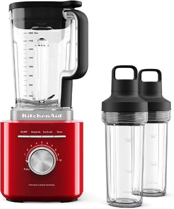 Picture of KitchenAid Pure Power Blender with 2 Blending Jars, 1700 Watt Peak Power* | 68 oz Blending Jar, Includes 2 16-oz Personal Blending Jars, Precision Speed Control Knob, Smoothie cycle, Model KSB2078ER