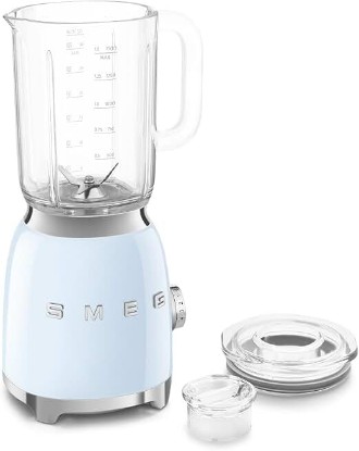 Picture of Smeg BLF03 Retro Style Blender – 600W Countertop Blender with 48 oz BPA-Free Jug, 3 Speeds + Pulse, Ice Crush & Smoothie Functions – 50s-Inspired Design-Pastel Blue