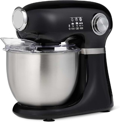 Picture of Amazon Basics Tilt-Head Stand Mixer with 5.3Qt Bowl, Dough Hook, Beater and Whisk, 12 Speeds, 350W, Black