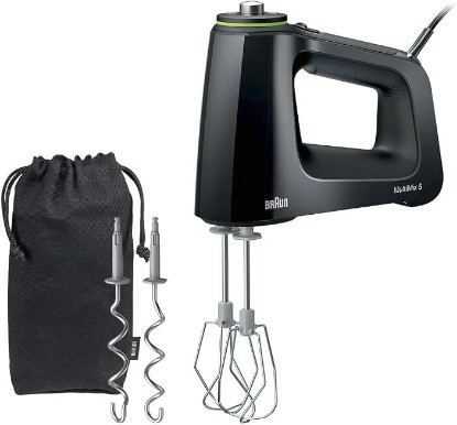 Picture of Braun MultiMix 5 Hand Mixer, 350W Electric Mixer with SmartMix Technology, 9-Speed + Turbo, MultiWhisk & Dough Hooks, Lightweight Soft-Grip Design, Black