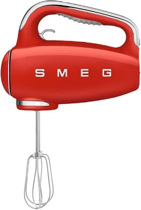 Picture of Smeg HMF01 9-Speed Retro Hand Mixer – 220W Motor, Smooth Start, Turbo Function, LED Timer Display, Stainless Steel Whisks, Beaters & Dough Hooks, Premium Die-Cast Aluminum Body