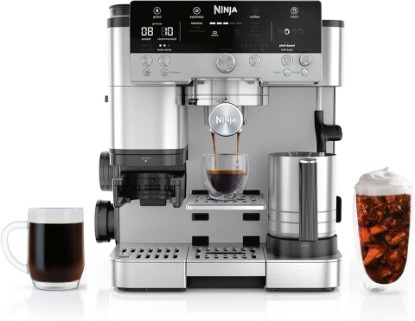 Picture of Ninja Luxe Café Premier 3-in-1 Espresso Machine, Drip Coffee, & Cold Brew | Built-in Grinder, Hands-Free Milk Frother, and Assisted Tamper for Cappuccinos & Lattes, Stainless Steel, ES601