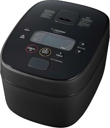 Picture of Zojirushi Nw QAC10 5.5 Cup Induction Rice Cooker and Warmer (Black) | Custom cooking pan, double nonstick coating, LCD controls, delay timer