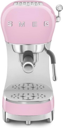 Picture of Smeg Manual Espresso Machine with Steam Wand, 15 Bars of Pressure, Stainless Steel Porta Filter, Passive Cup Warmer, User Friendly Controls, and Measuring Scoop Tamper Made in Italy (Pink)
