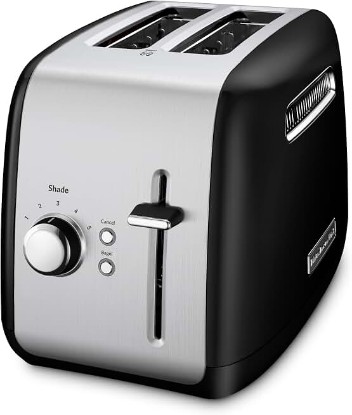 Picture of KitchenAid 2-Slice Toaster with Manual Lift Lever, KMT2115, Onyx Black | Extra-wide Slots for Bagels and Thick Breads, Adjustable Shade Control, Removable Crumb Tray, Metal Exterior for Durability